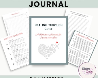 Druckbares Reflektierendes Tagebuch zur Trauerbewältigung: Journalanweisungen, Affirmationen, Stimmungs-Tracker und auf Glauben basierender Trost, Trauer Unterstützung, PDF