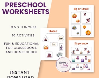 Preschool Halloween Activities, Fine Motor Skills Activities, Homeschool Worksheets for Kids, Halloween Printable, Preschool Printable,