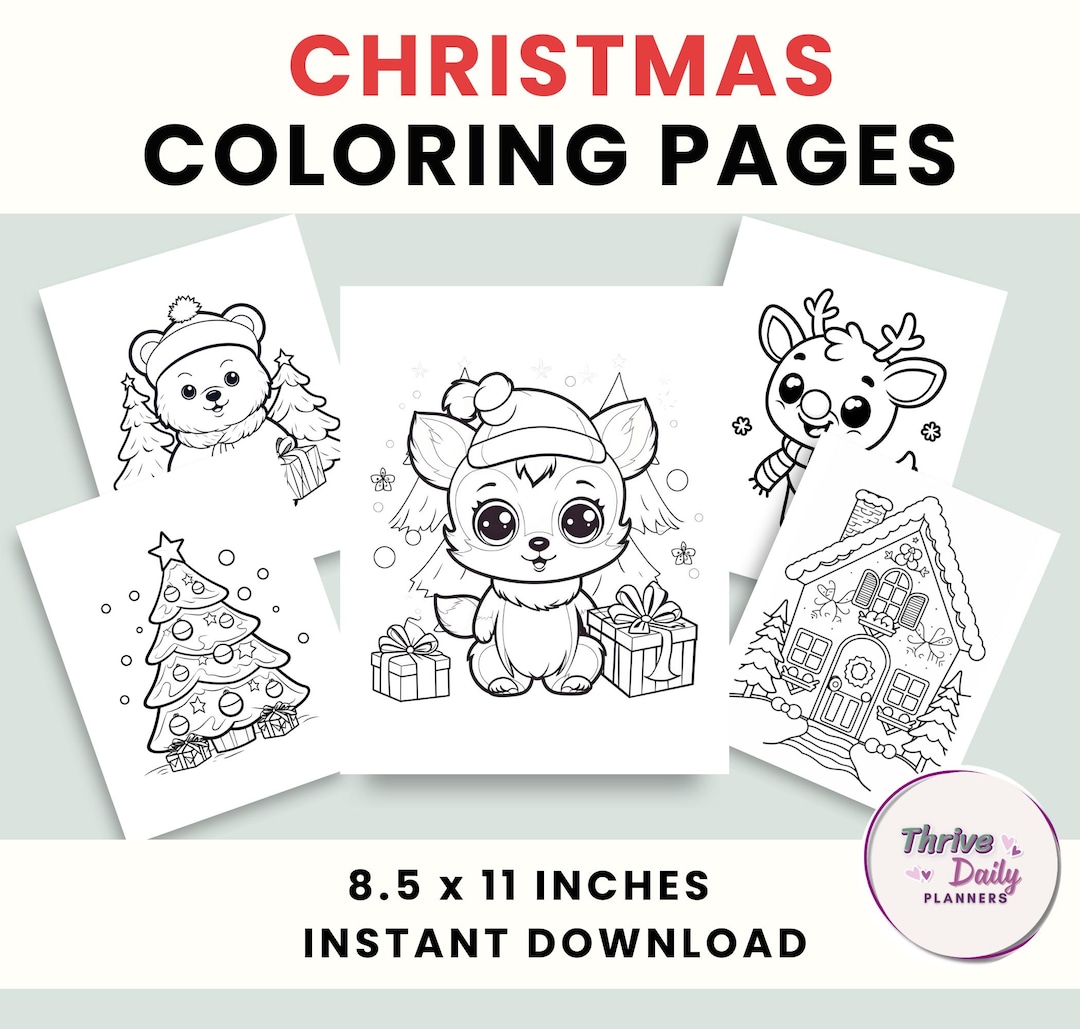 Printable Christmas Coloring Book for Kids and Adults, Holiday Coloring ...