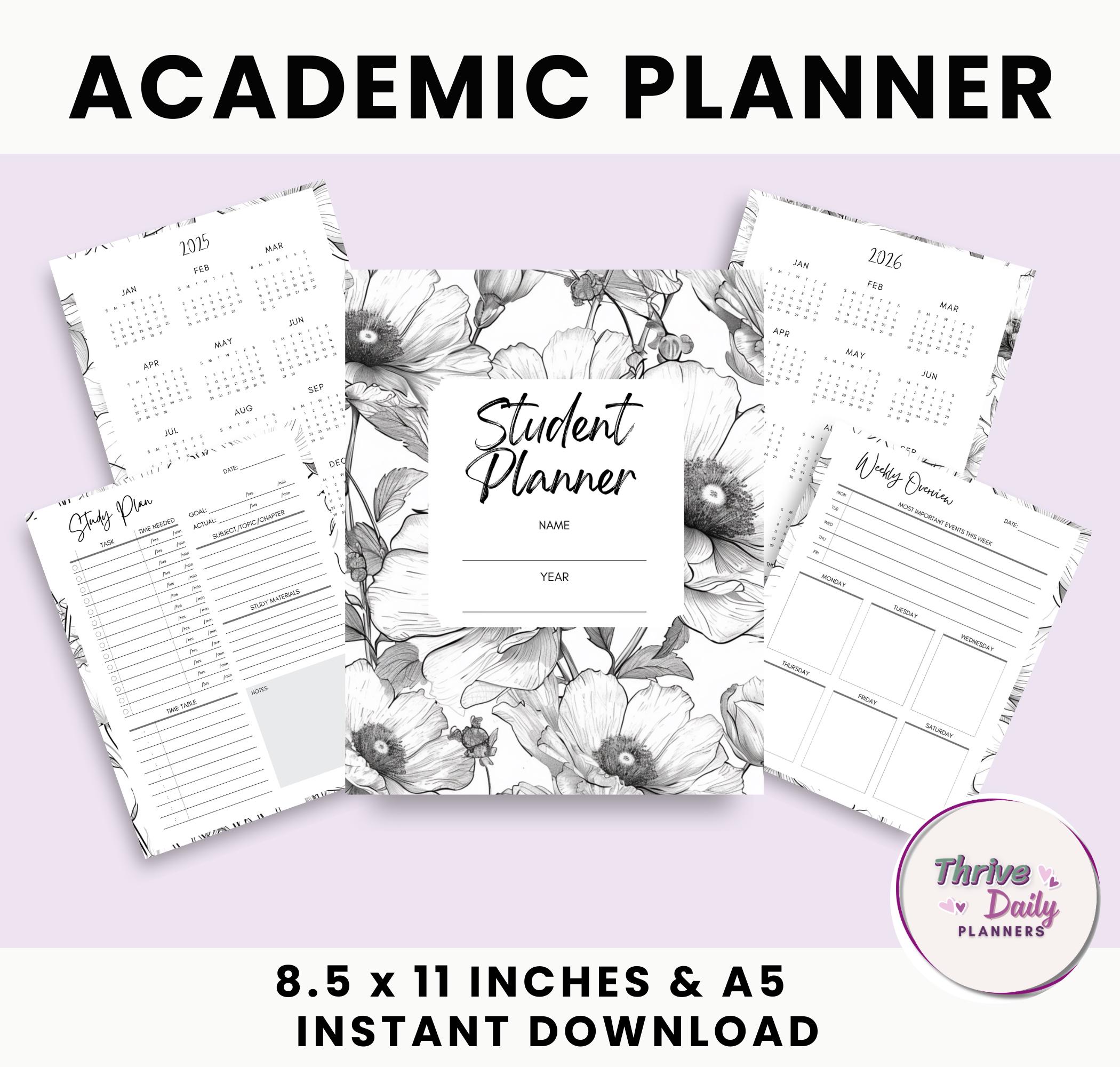 Planner Accademico Stampabile 2025-2026, Organizzatore Di Studio Per Studenti Con Compiti, Saggio E Piano Di Studio, Programma Di Pianificazione Universitaria, Formato Lettera USA E A5 - Italia - Foto 5