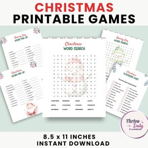 Printable Christmas Games Bundle, Word Search, Scavenger Hunt, and Word Mix-Up, Holiday Family Activities, Instant Download, Party Games