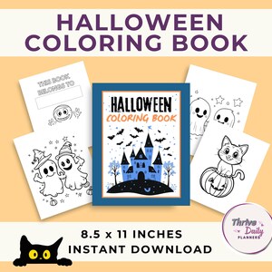 Printable Halloween Coloring Book, Fall Coloring Pages for Kids, Halloween Colouring Pages, Pumpkin Coloring, Halloween Activity, Preschool