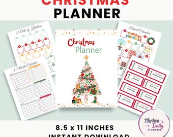 May include: Printable Christmas planner with a festive Christmas tree design. Includes a 3-month calendar, 25 acts of kindness, and an advent calendar. 8.5 x 11 inches.