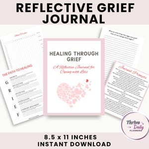 Printable Reflective Journal for Coping with Grief | Affirmations, Mood Trackers & Faith-Based Comfort, Bereavement Support Journal, Grief