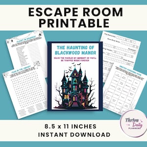 Afdrukbaar Escape Room-spel, Mystery Games, Halloween Escape Room, DIY Halloween Escape Room Kit, Haunted House Escape Room, Scavenger Game