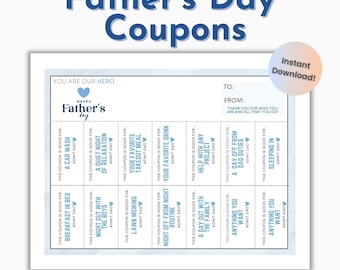 Livre de bons de réduction pour la fête des pères à imprimer, cadeau DIY pour papa, feuilles à remplir à blanchir, préremplies pour papa, cadeau de fête des pères pour enfants, livre de bons de réduction