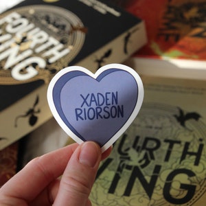Fourth Wing Xaden Riorson Candy Heart Book Sticker | Waterproof Glossy Laminated Sticker for Kindle, Laptop, Water bottle