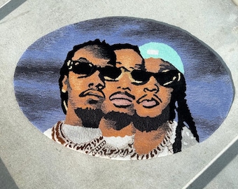 Handmade Migos Tufted Rug: Hip-Hop Music Decor