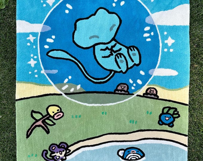 Pokémon Bubble Mew Rug – Inspired by Bubble Mew Card | Handmade Tufted ...