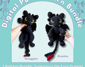 2 Pattern Bundle: Supernova the Fury Dragon - Plushie and Snuggler Versions