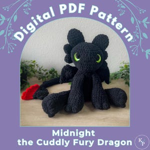 Midnight the Cuddly Fury Dragon PDF Crochet Pattern
