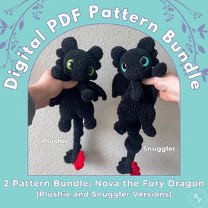 2 Pattern Bundle: Nova the Fury Dragon - Plushie and Snuggler Versions