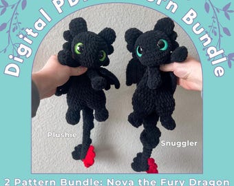 2 Pattern Bundle: Nova the Fury Dragon - Plushie and Snuggler