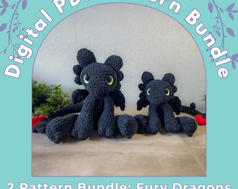 2 Pattern Bundle: Fury Dragons- Midnight & Twilight PDF Crochet Patterns