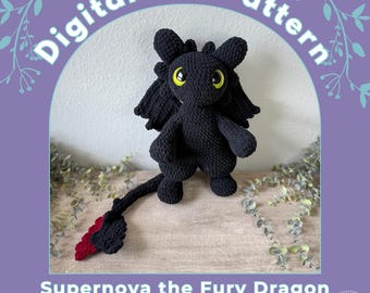 PLUSHIE Version - Supernova the Fury Dragon PDF Crochet Pattern