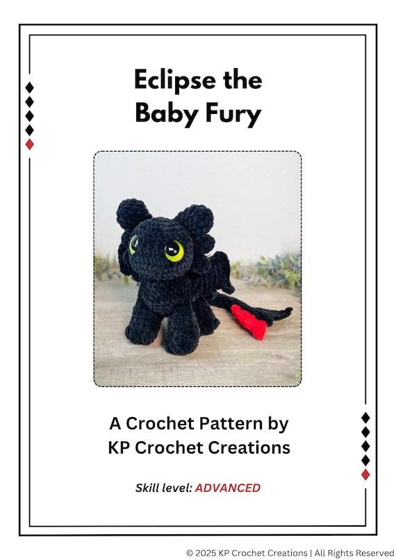 Eclipse the Baby Fury Dragon PDF Crochet Pattern - Etsy