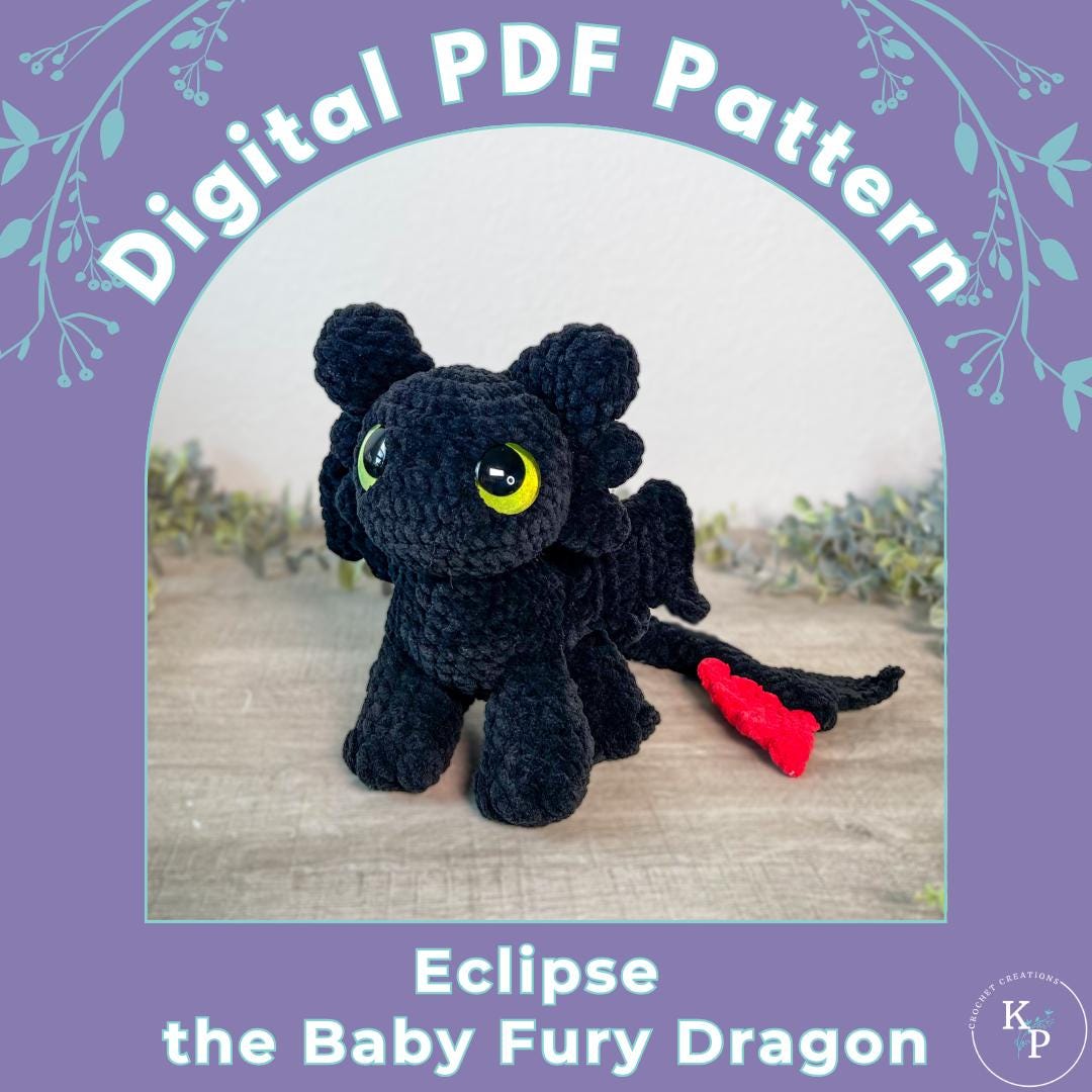 Eclipse the Baby Fury Dragon PDF Crochet Pattern - Etsy
