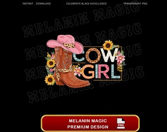 Cowgirl Png Sublimation Design, Western Cowgirl Art, Cowgirl Boot Png, Colorful Cowgirl Hat Png, T Shirt Design, Instant Digital Download
