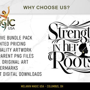 Strength In Her Roots Png Sublimation Design, Empowerment Png, Heritage Pride Png, African American Art, T Shirt Design, Digital Download image 4