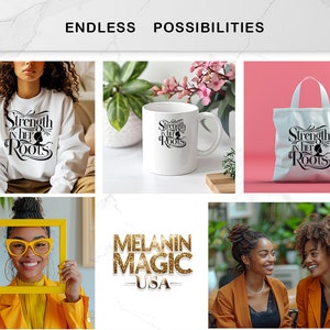 Strength In Her Roots Png Sublimation Design, Empowerment Png, Heritage Pride Png, African American Art, T Shirt Design, Digital Download image 6