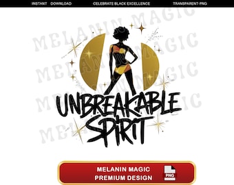 Disegno a sublimazione di Unbreakable Spirit Png, Empowerment Png, Educativo Png, Vibrant Png, Capelli ricci Png, Design per maglietta, Download digitale