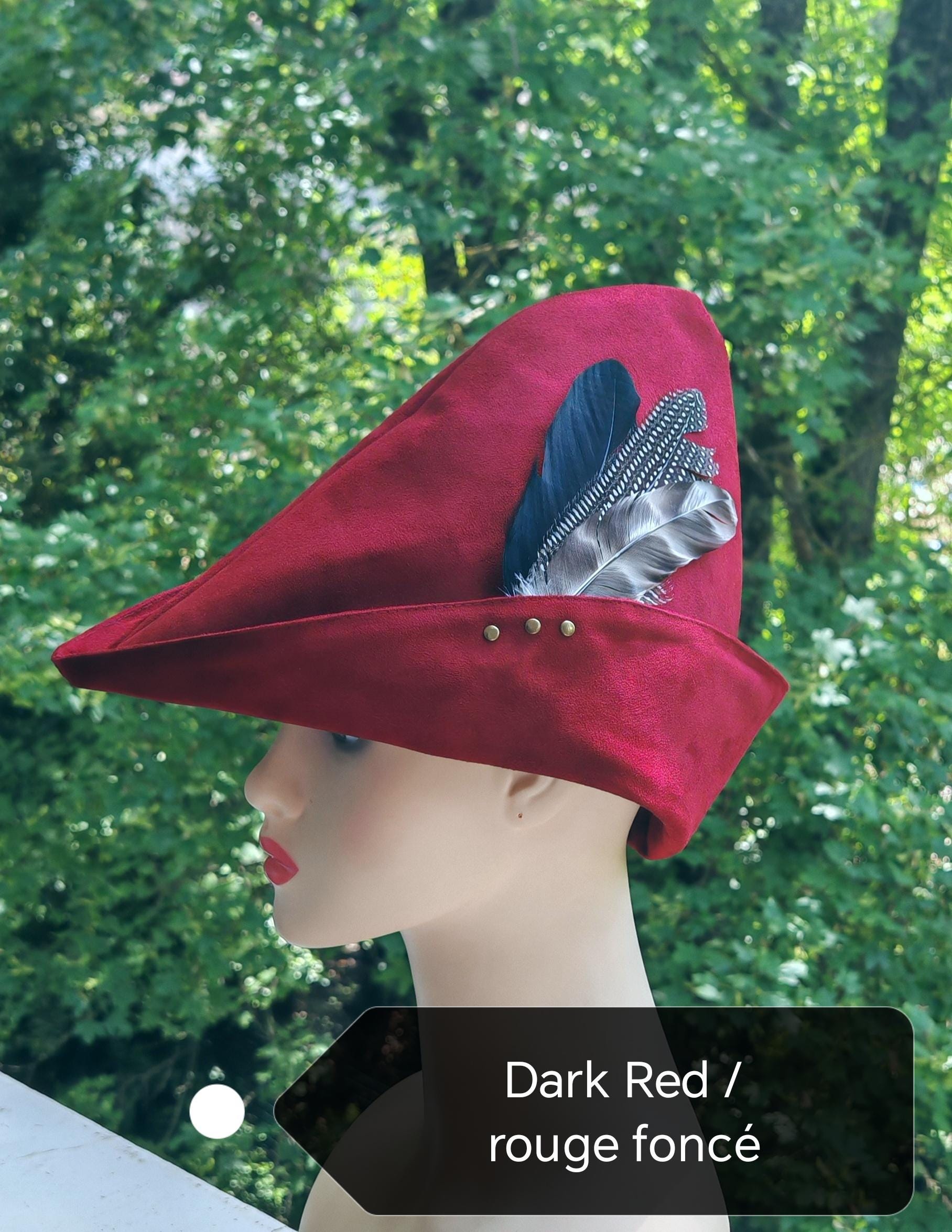 Robin Hood Hat. Beaked Hat. Suede Feather Hat. Hunter's Hat