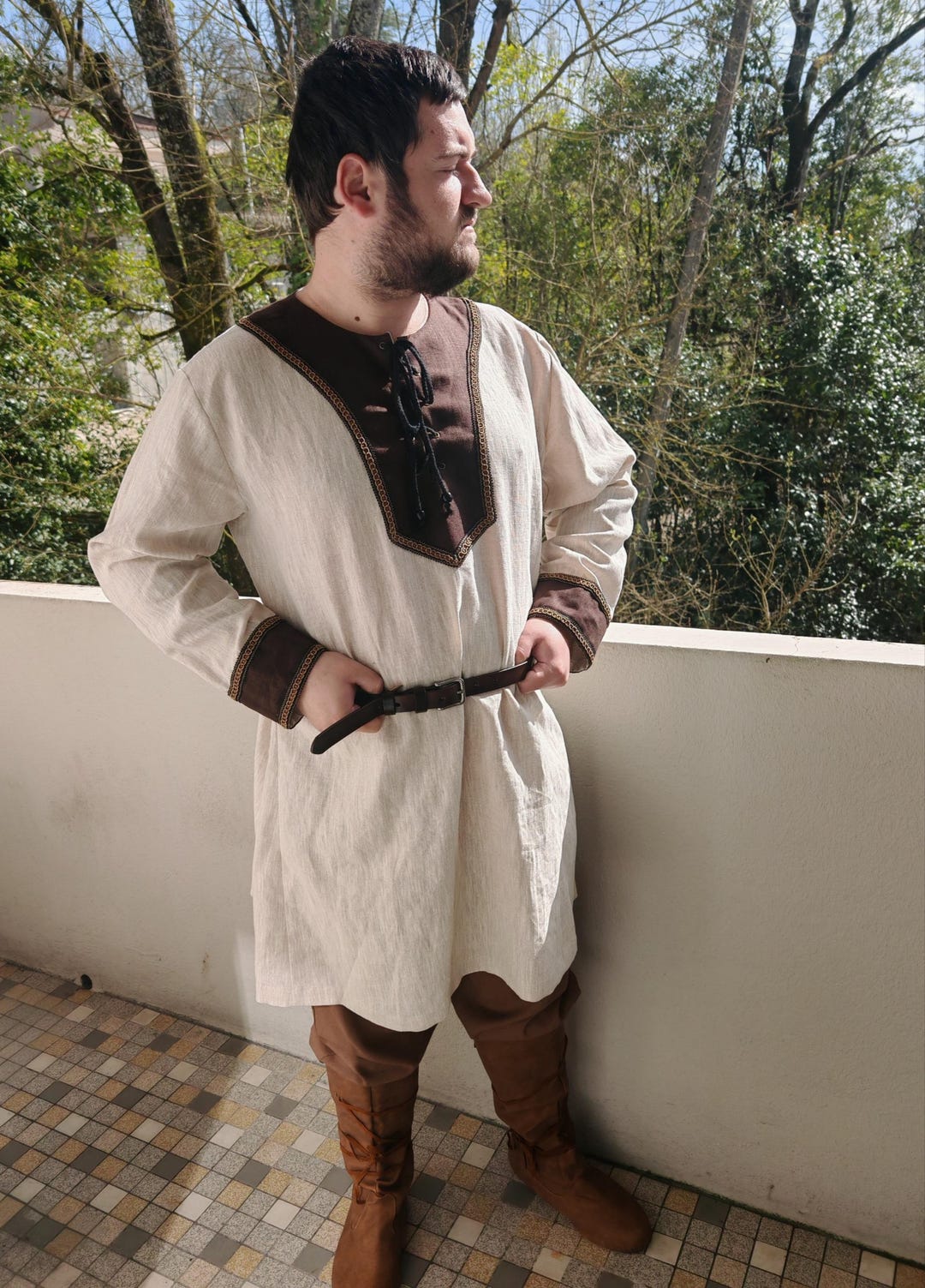 Renaissance Linen Tunic, Medieval Tunic, Long Unisex Viking Shirt ...