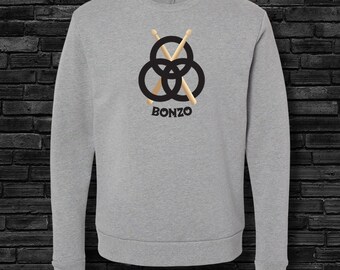 John "Bonzo" Bonham Led Zeppelin Unisex Heather Gray Crewneck Sweatshirt