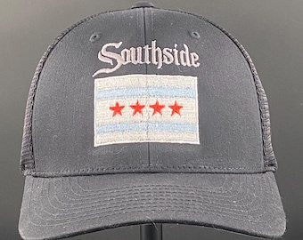 Southside Chicago Flag Adjustable Snap Back Black Hat