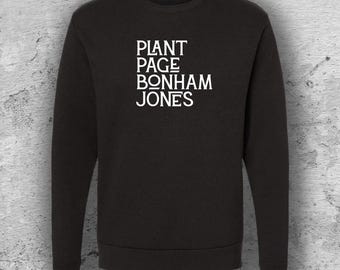 Led Zeppelin Unisex Heather Black Crewneck Sweatshirt featuring the Legends of the band