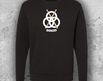John "Bonzo" Bonham Led Zeppelin Unisex Heather Black Crewneck Sweatshirt