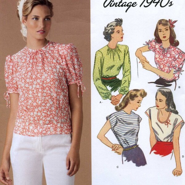 60 Percent OFF (New) 1940's Vintage Misses' Tops Pattern 1692 (Uncut) Original Factory Fold