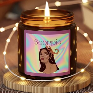 Zodiac Soy Candles Scorpio Astrology October November Birthday Birth Month Brown Girl Magic Star Signs Stocking Stuffers Gifts for her