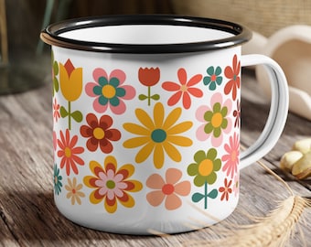Cute Flower Mug Daisy Themed Floral Pen Holder Coffee Cups for Gardeners Flower Power Bestie Gifts for Best Friend Just Because Care Package