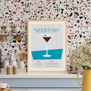 Espresso Martini Rezept Kunstdruck Retro Bar Art Dopamin Dekor Martini Druck Retro Cocktail Poster Esszimmer Dekor Mixology Geschenke