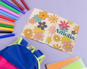 Personalized Retro Flower Journal: Custom Name Notebook, Teen Gift
