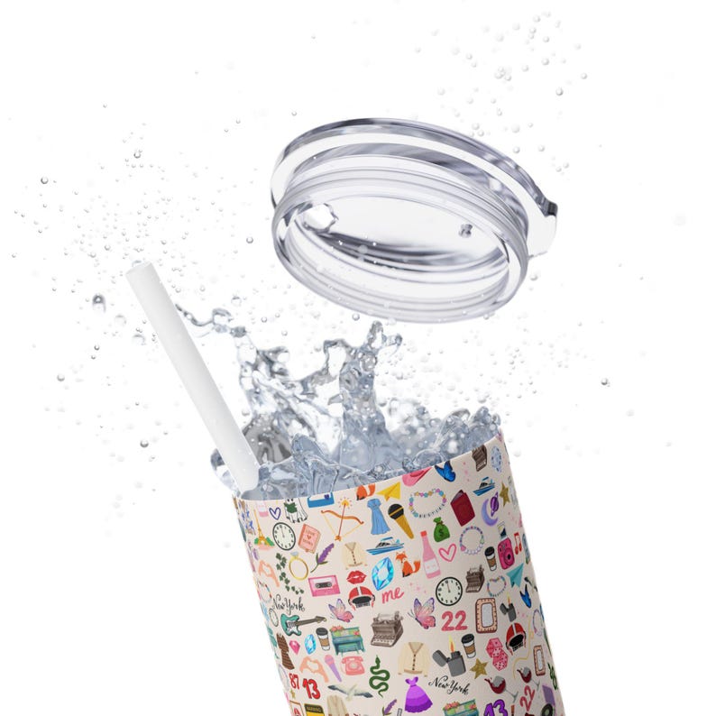Taylor Tumbler. Swifti Water bottle Eras Inspired Showgirl Teen gift for Tay Fans 20oz Skinny Stainless Steel Cute Water Bottle with Straw image 5