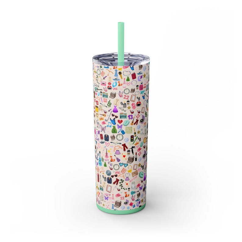 Taylor Tumbler. Swifti Water bottle Eras Inspired Showgirl Teen gift for Tay Fans 20oz Skinny Stainless Steel Cute Water Bottle with Straw image 4