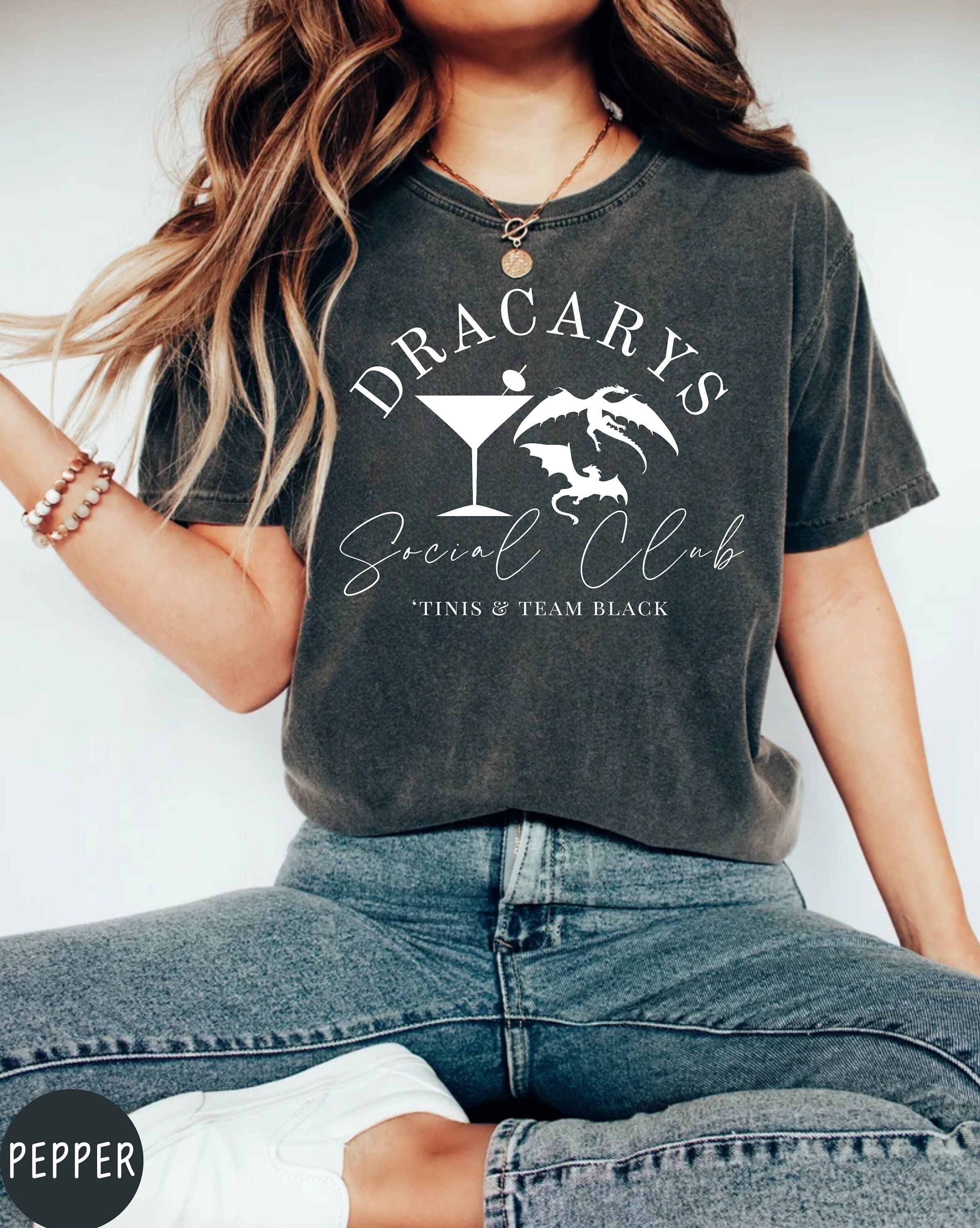 Dracarys Shirt Team Black Dragons Shirt 'Tini Time Martini Club Womens Oversized Tees Trendy Shirts Stocking Stuffers for her