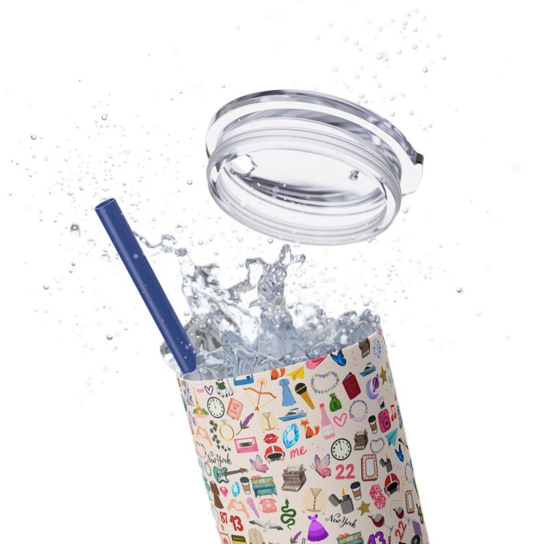 Taylor Tumbler. Swifti Water bottle Eras Inspired Showgirl Teen gift for Tay Fans 20oz Skinny Stainless Steel Cute Water Bottle with Straw image 9