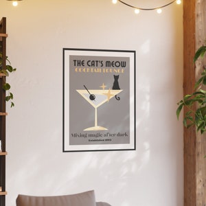 Cats Meow Cocktail Lounge Art Print - Retro Martini Bar Decor - Vintage ...