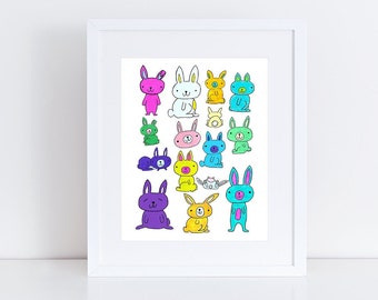 Bunnies // Art Print // Nursery Home Decor