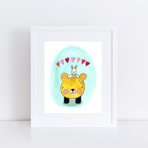Bun and Bear Car // Art Print // Nursery Home Decor