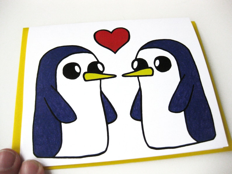 Penguin Card // Adventure Time Inspired // Gunter // Gunther // Penguin Love image 4