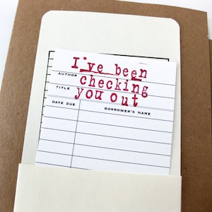 Valentine Card // Checking You Out Library Card // Funny Valentine image 1