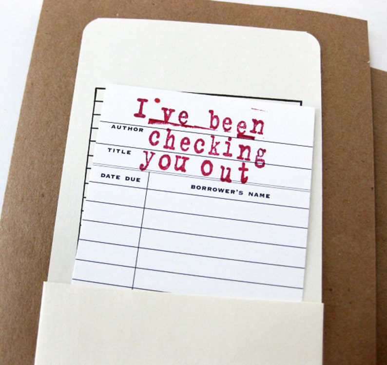 Valentine Card // Checking You Out Library Card // Funny Valentine image 1