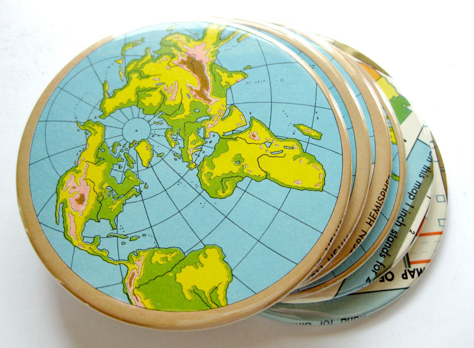 World Map Coasters // Recycled Vintage Atlas Etsy