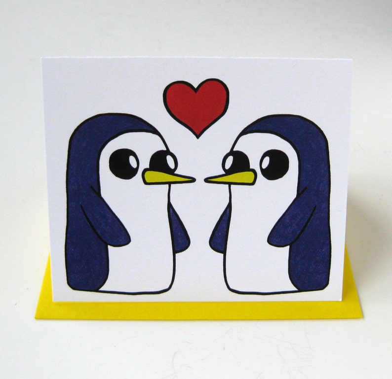 Penguin Card // Adventure Time Inspired // Gunter // Gunther // Penguin Love image 1