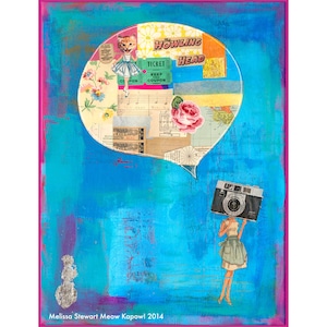 Collage Art Print // Surreal Home Decor // Turquoise