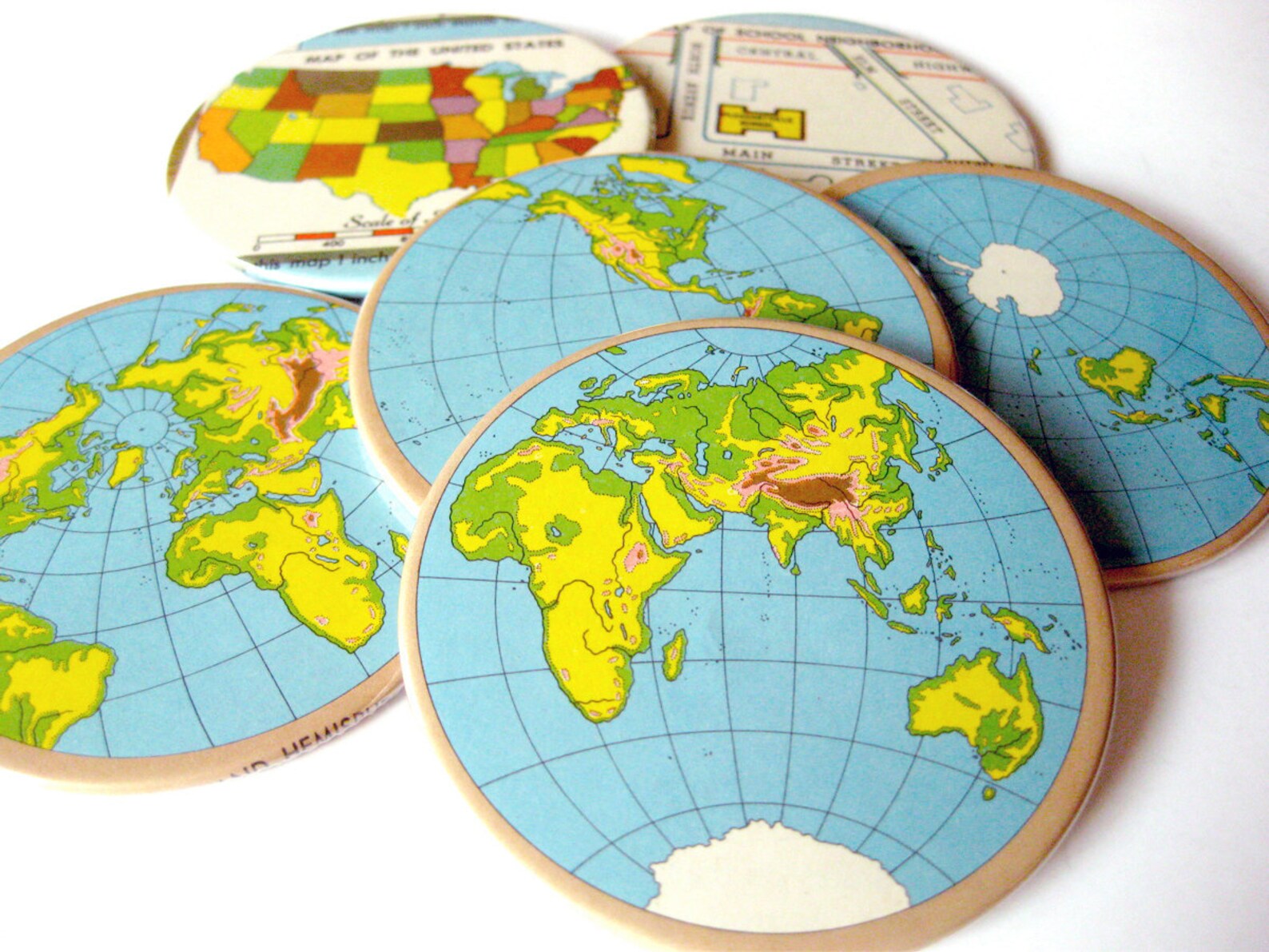 World Map Coasters // Recycled Vintage Atlas Etsy